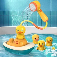 toddlers bath toy electric cartoon duck shower sprinkler with floating rotate boat water sprayers for bathroom bathtub pool game