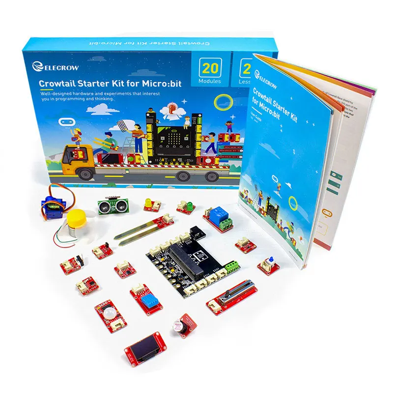 

Elecrow Crowtail учебный стартовый комплект для Micro:bit 2,0 графического программирования DIY программные модули с 20 уроками для начинающих