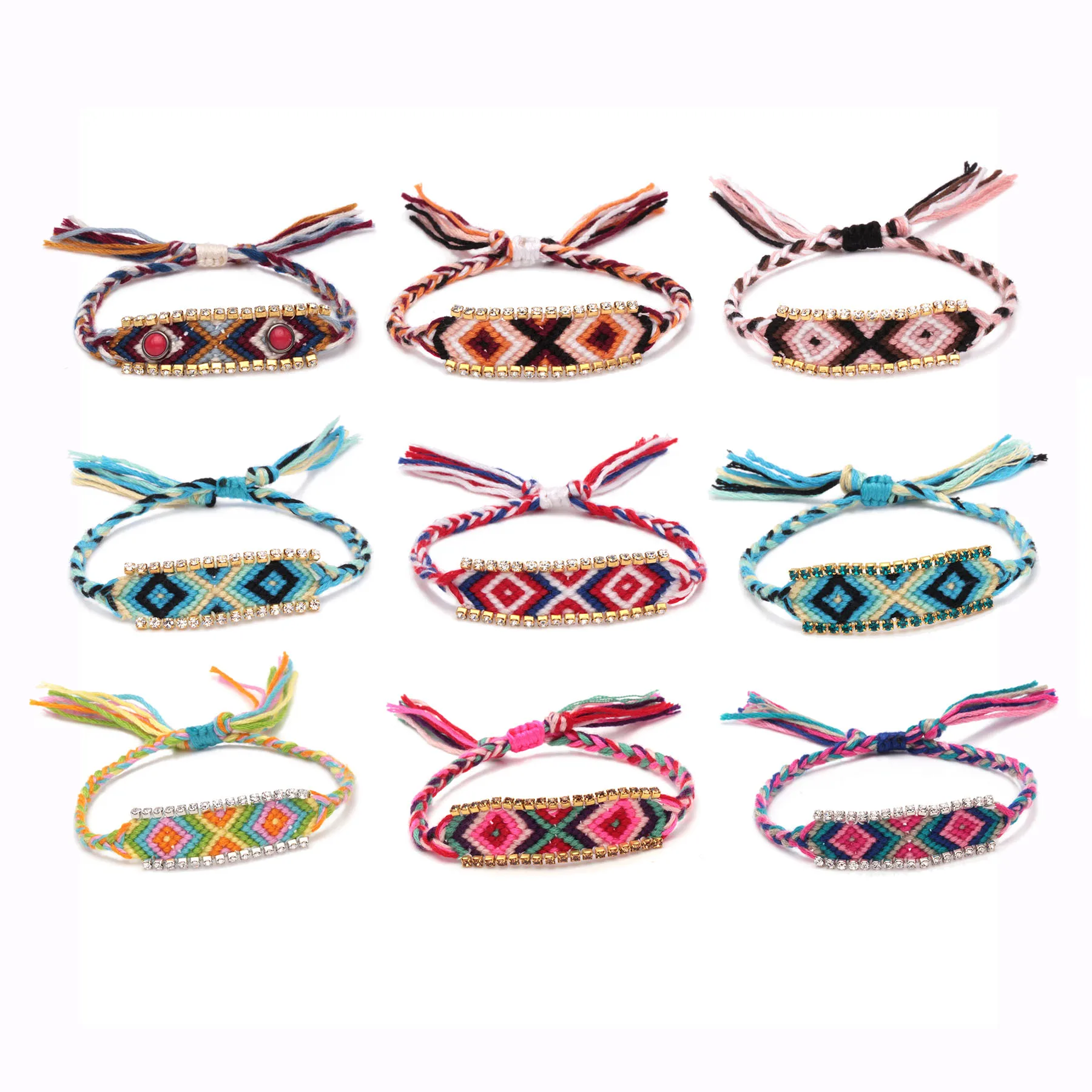 Браслет в стиле бохо с разноцветными кристаллами для женщин и мужчин|Браслеты