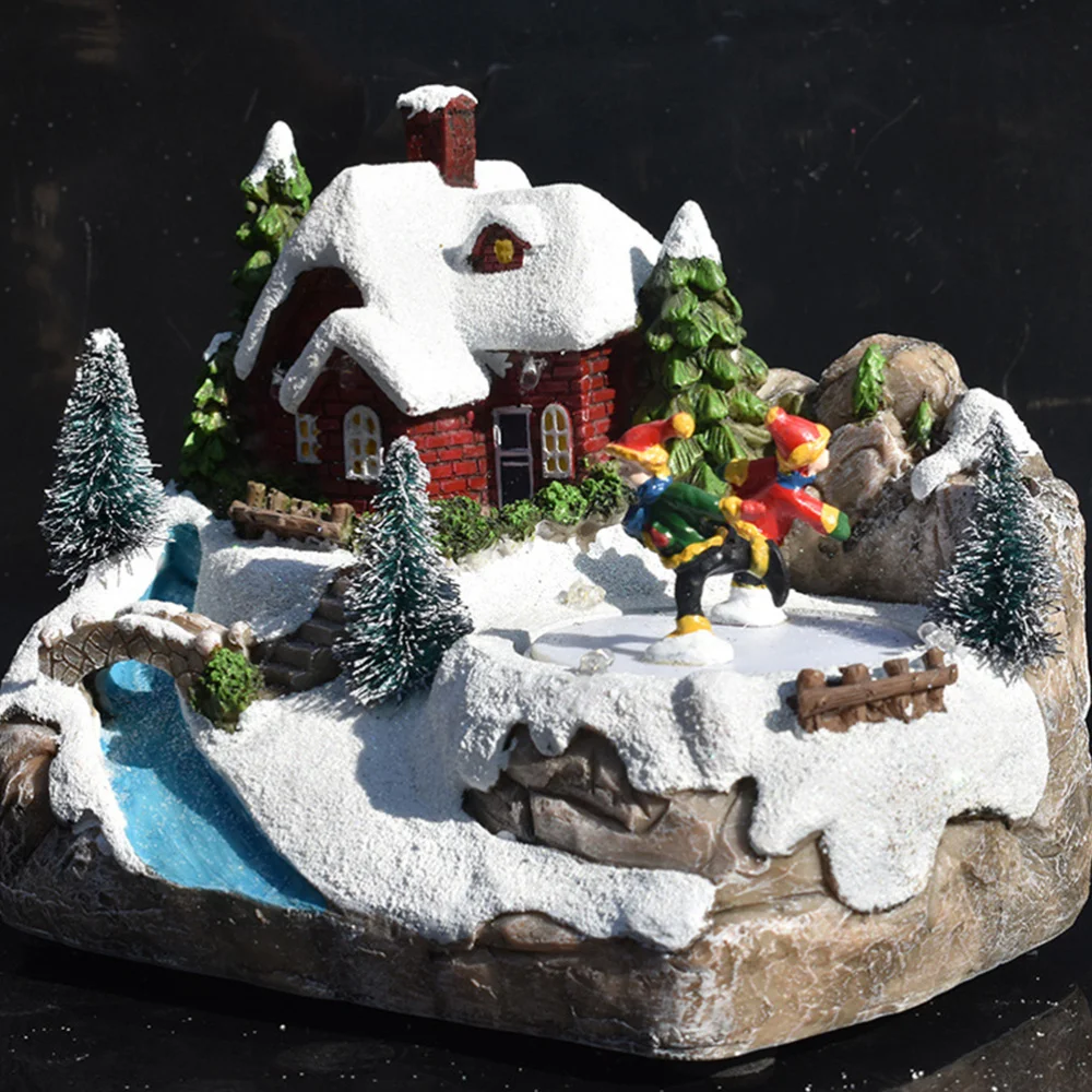 

1pc Christmas Decor Luminous Small House Adorn Colorful Resin Ornament