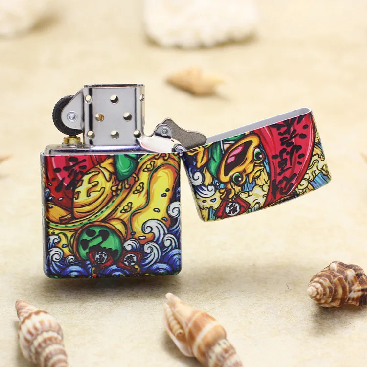 Оригинальная масляная Зажигалка Zippo медный дизайнерский цветной рисунок