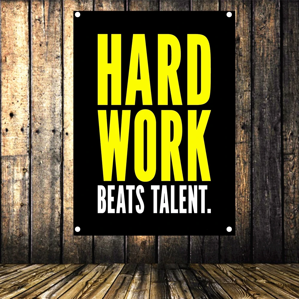 

HARD WORK BEATS TALENT. Motivational Workout Posters Exercise Banners Wall Art Flags Canvas Painting Tapestry Gym Wall Decor
