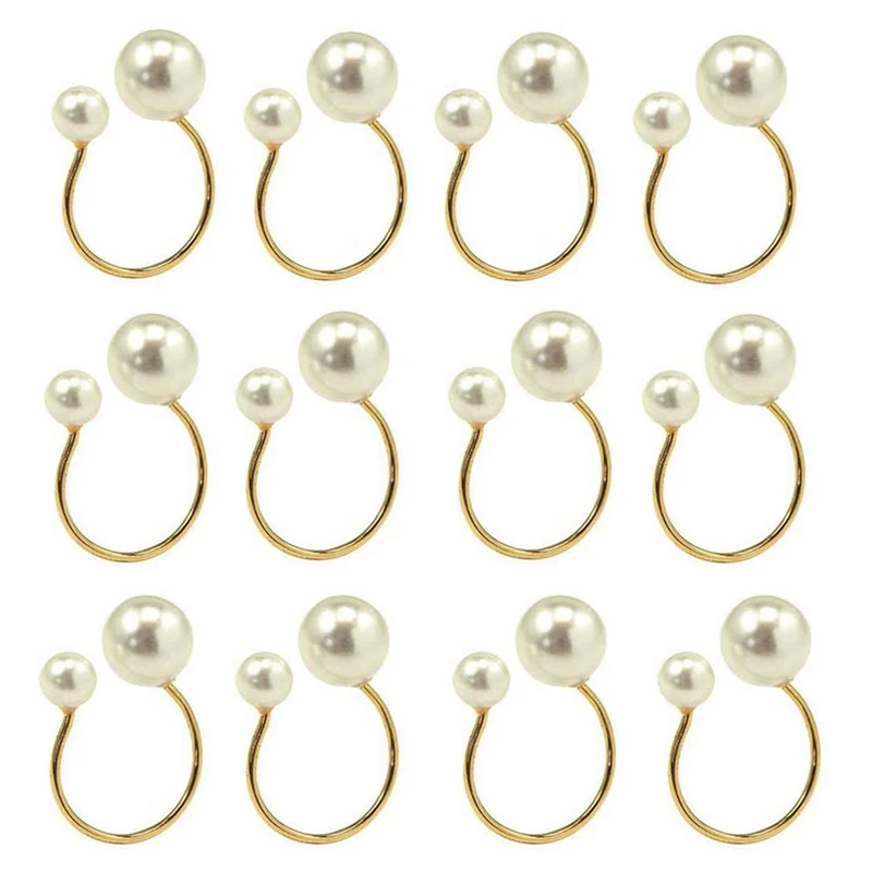 

12Pcs Metal Napkin Ring Toast Buckle Napkin Western Table Buckle Napkin Ring Pearl Meal