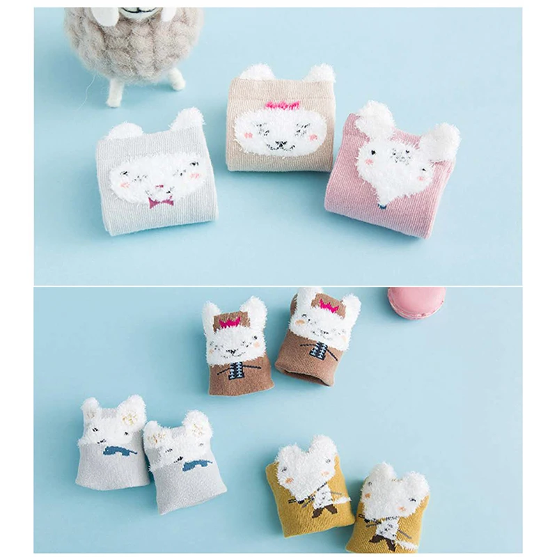 

3 Pair Unisex Lovely Cute Cartoon Animal Kids baby Socks Knee Girl Boy Baby Toddler Socks animal infant Soft Cotton socks 0-3 Y