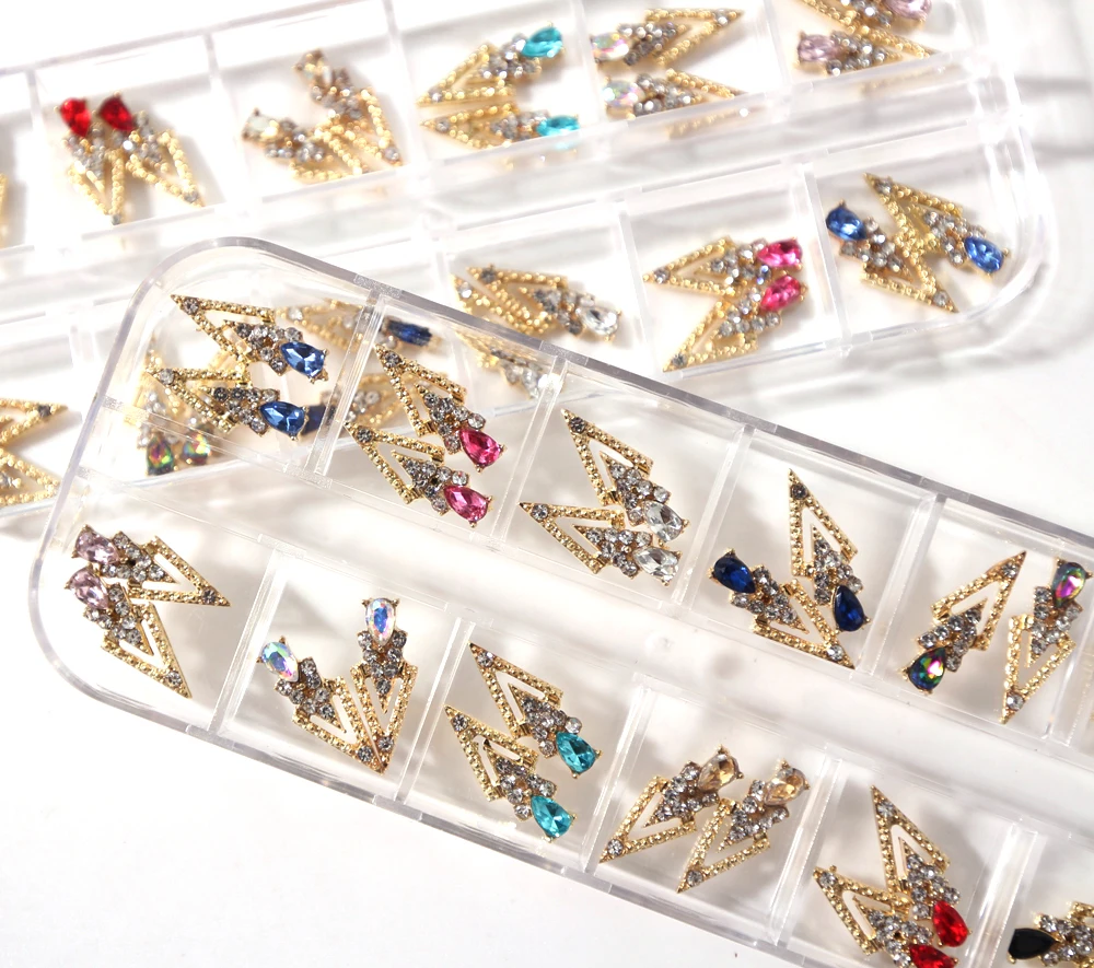 

24pcs/box (12model*2pc) diamond-inlay Charms-nail Rhinestones Large triangle Nail art decoration ZB14-15H