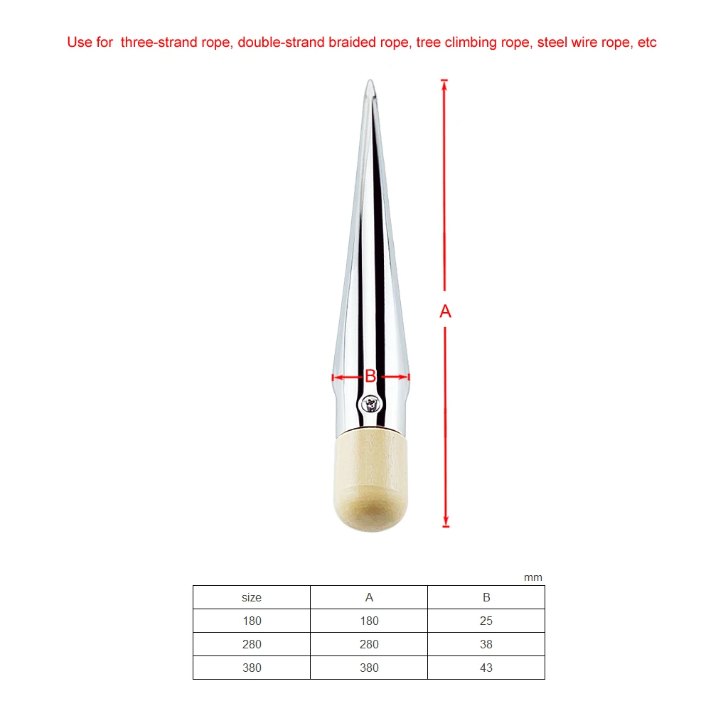 

2X Splicing Fid Spike Stainless Steel 304 Rope Splicing Spike Fid With Wooden Handle Yacht Boat Accessory Handle Strand Rigger