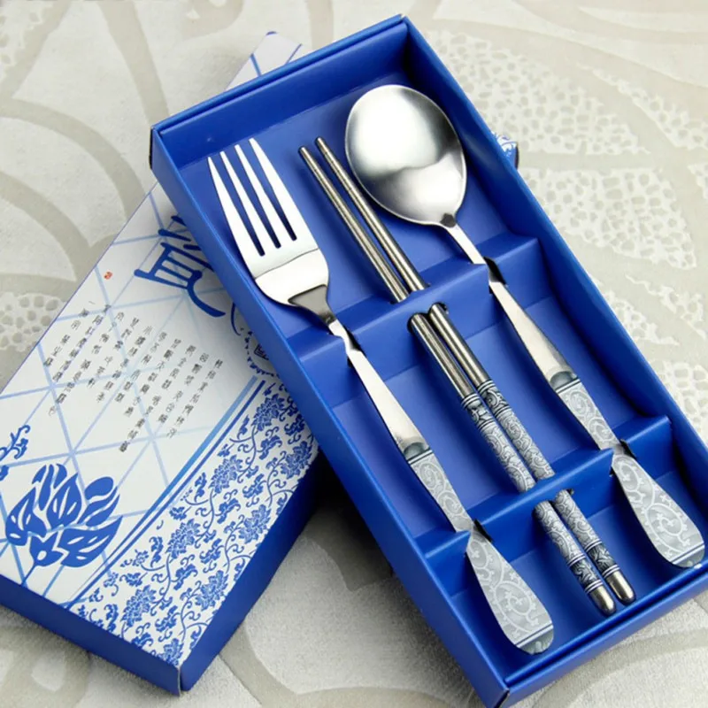 Столовые приборы из нержавеющей стали в китайском стиле столовые вилка ложка