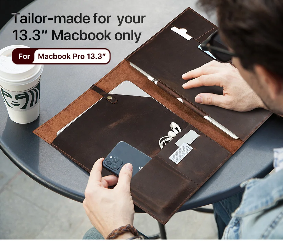 capa do portátil manga para macbook pro ar polegada ipad pro caso documento de couro capa para portátil caso telefone grande capacidade