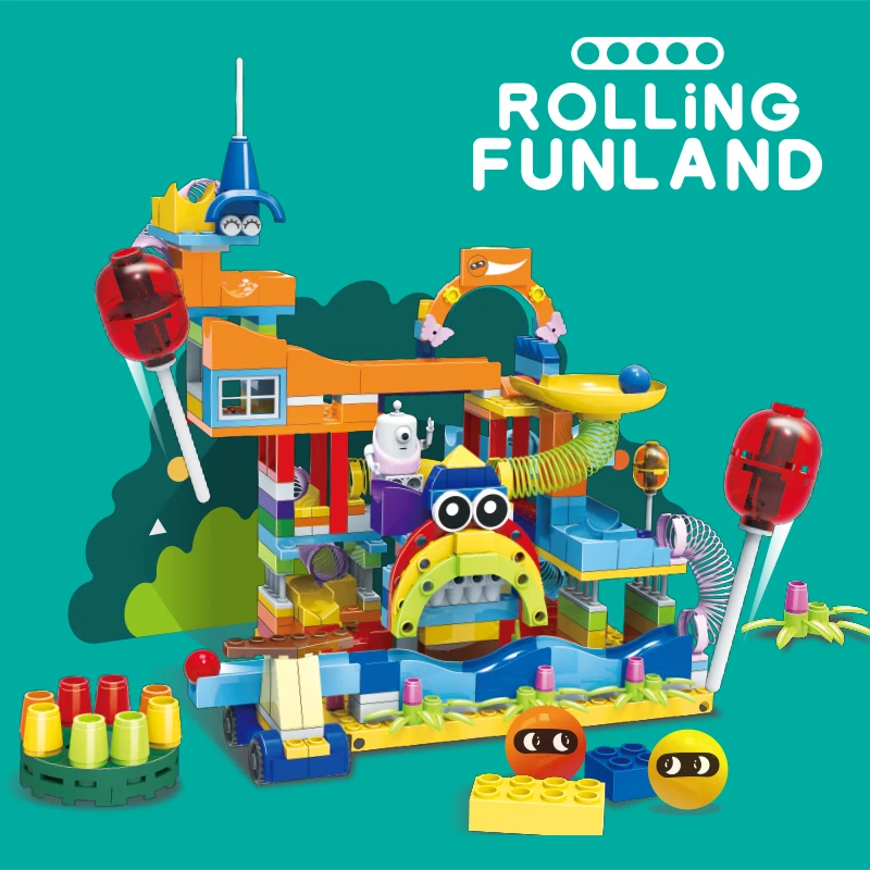 358 шт мраморные гоночные Кирпичи совместимы с Duploed Большие размеры строительные