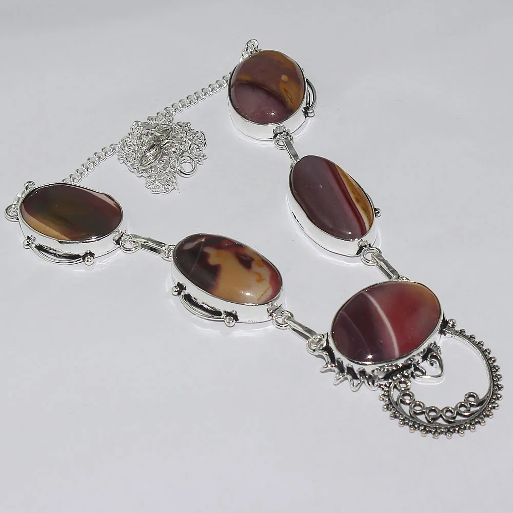 

Mookaite Jaspers Necklace Silver Overlay over Copper , 50.5 cm, N2162