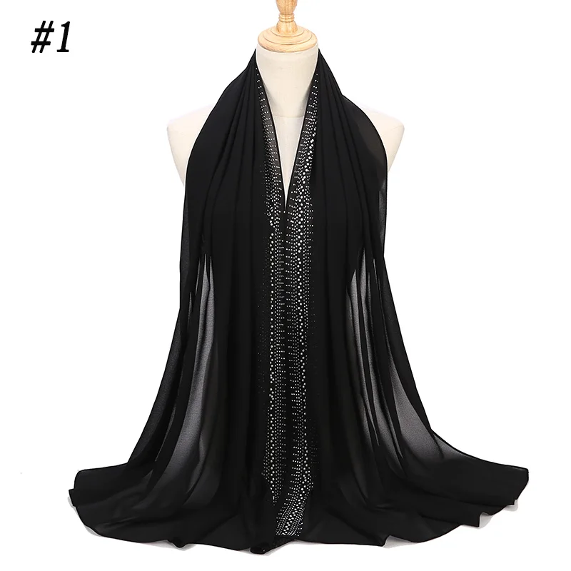 Женский шарф с жемчужинами шифоновый мусульманский хиджаб повязка на голову