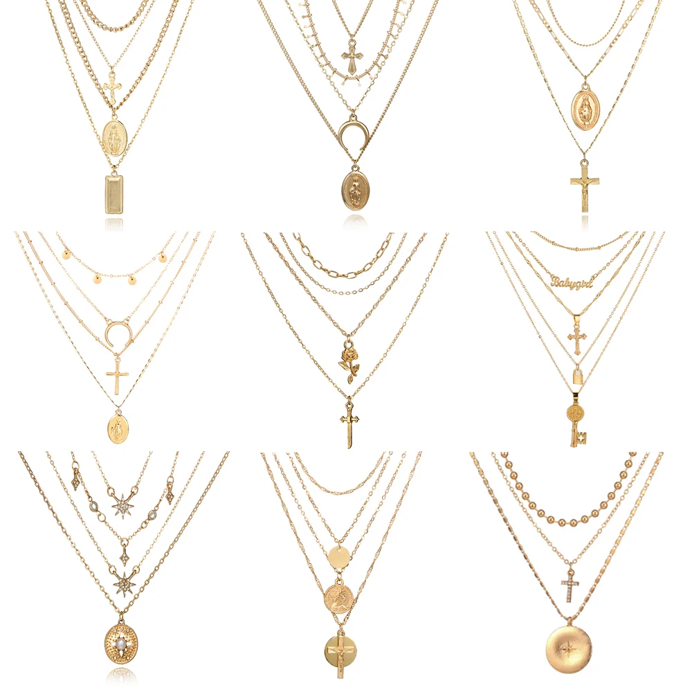 Женское ожерелье с подвеской крестом в виде полумесяца|Ожерелья подвеской| |
