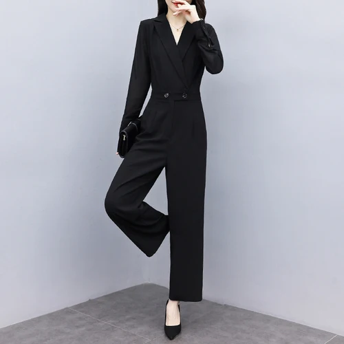 Женский шифоновый комбинезон черные комбинезоны на пуговицах модные слитные