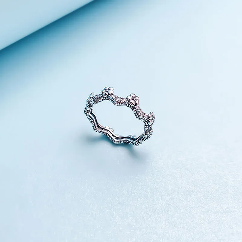 

Authentic 925 Sterling Silver Pan Ring Creative Floret Corolla Crown Elegant Ring For Women Wedding Party Gift Fashion Jewelry