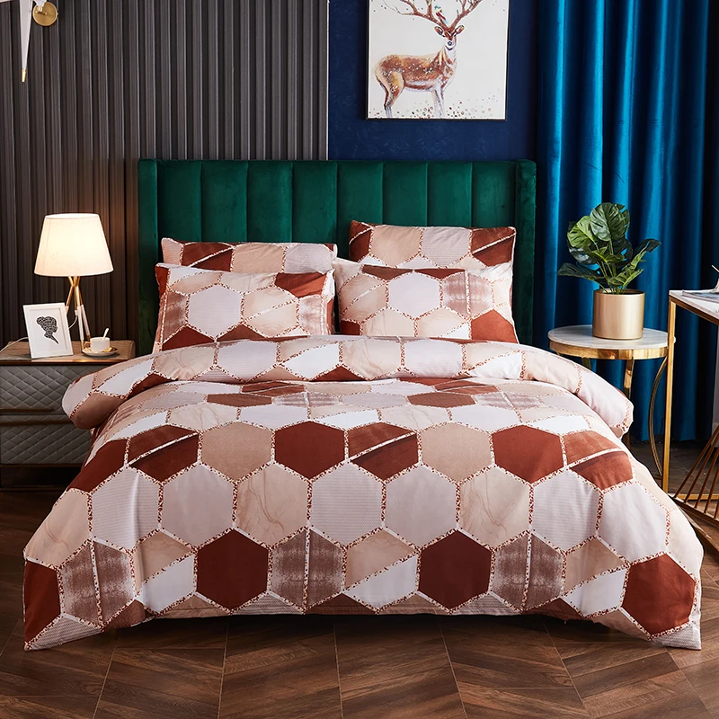 

Nordic Minimalist Luxury Style Duvet Cover Set Geometric Pattern Gilded Bedding Duvet Cover Super Double Plus Size With Pillowc