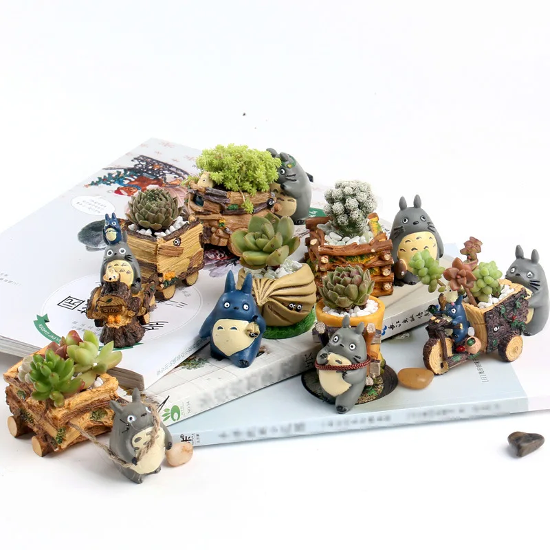 Разнообразные фигурки суккулентов Тоторо горшок для растений кошка ваза цветов