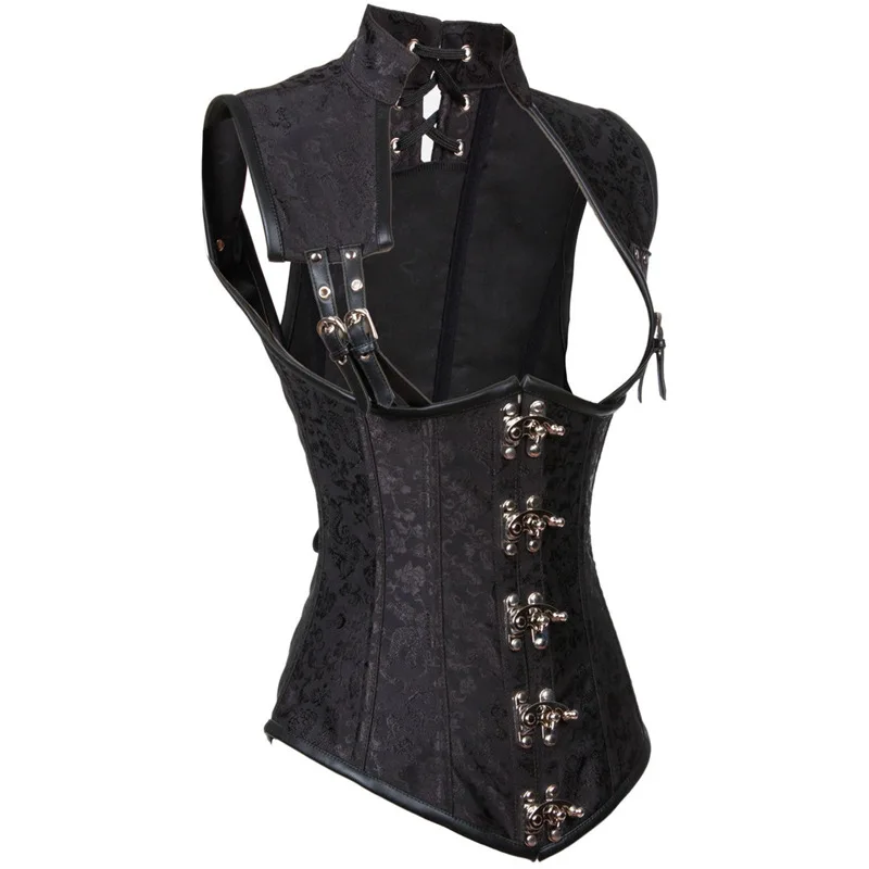 Женский Готический корсет в стиле стимпанк коричневые стальные косточки