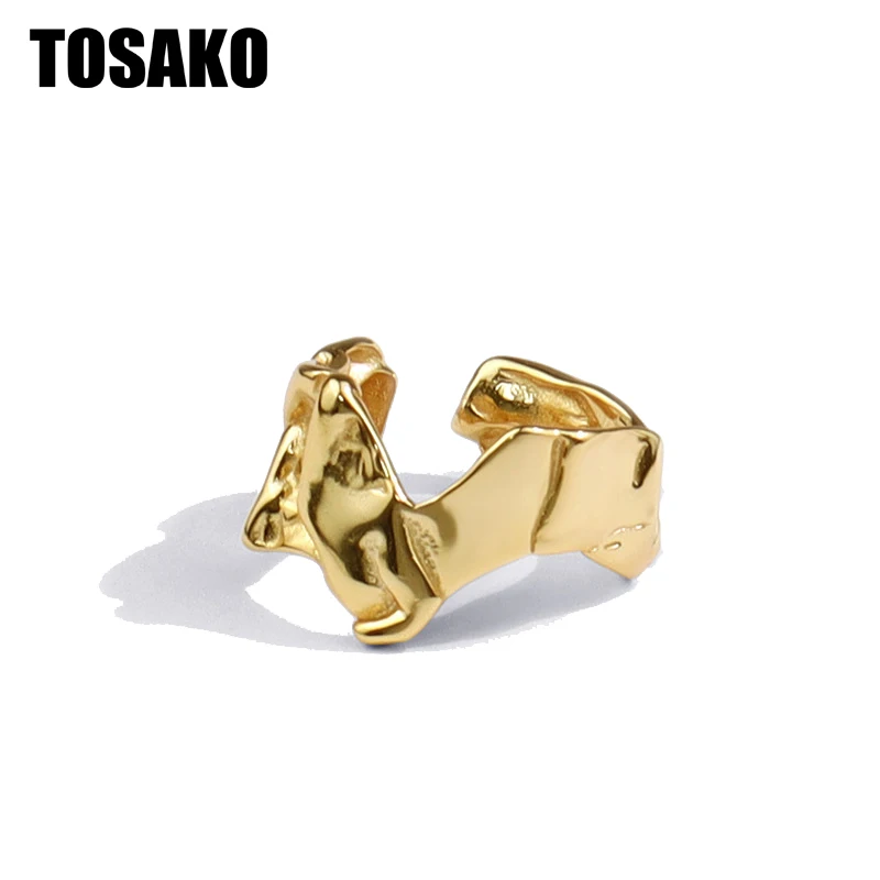

TOSAKO Gold Color Rings Opening Ring Fashion Personality Size Adjustable Irregular