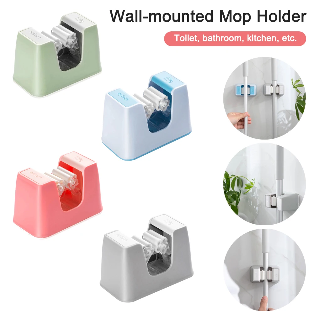 

1PCS Wall Mounted Mop Organizer Holder Brush Broom Hanger Home Storage Rack Bathroom Suction Hanging Pipe Hooks