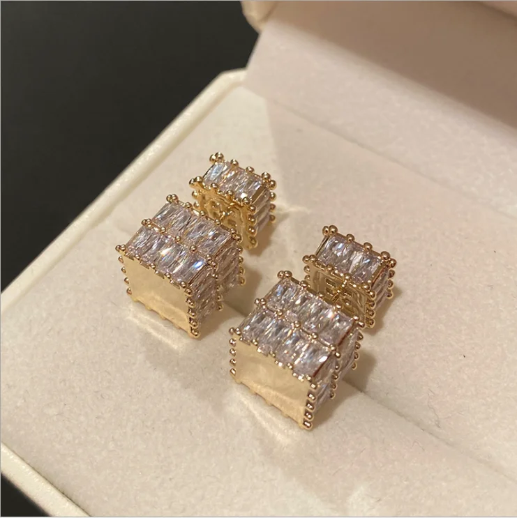 

Women Cubic square earrings women's light luxury style earrings