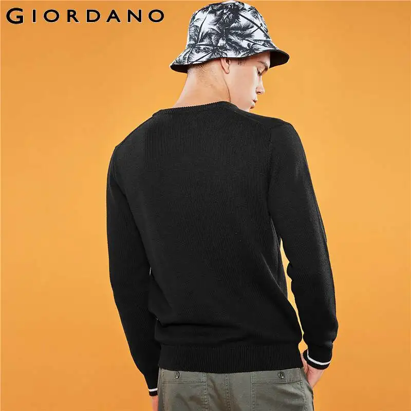 Мужской толстый свитер Giordano хлопковый пуловер с длинным рукавом и круглым