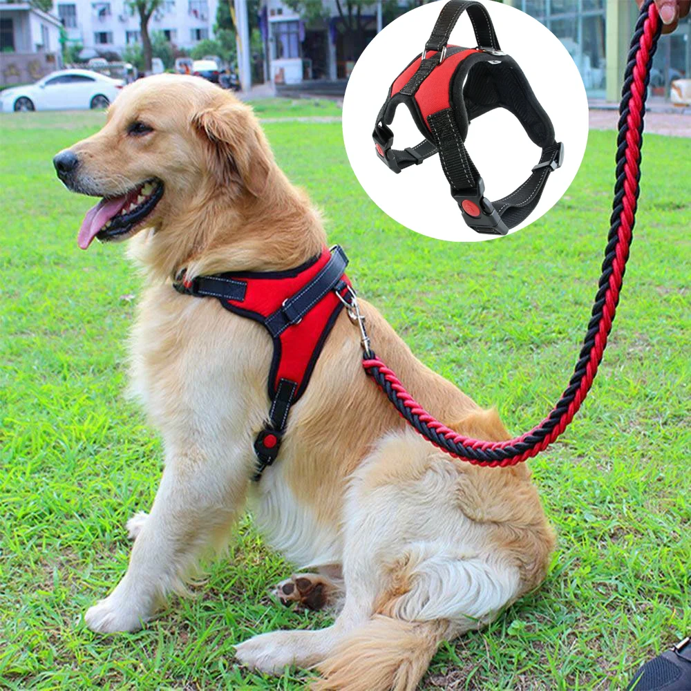 

Dog Soft Adjustable Harness Pet Large Dog Walk Out Harness Vest Collar Hand Strap for Small Medium Large Dogs