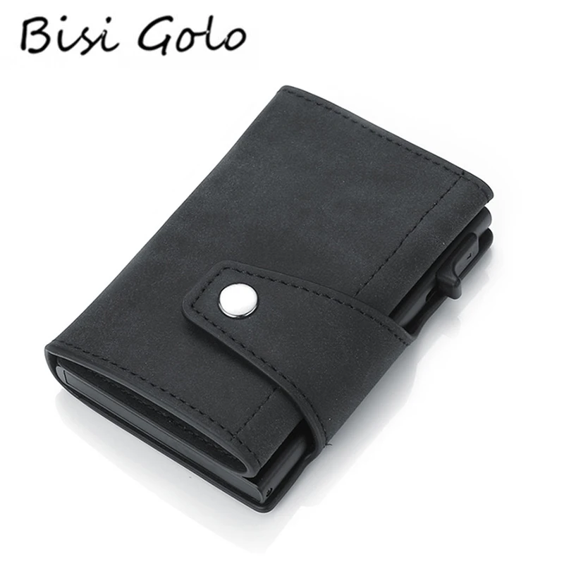 

Мужской кошелек BISI GORO с блокировкой RFID, автоматический держатель для кредитных карт, дорожный кошелек, чехол для банковских карт, модный дер...