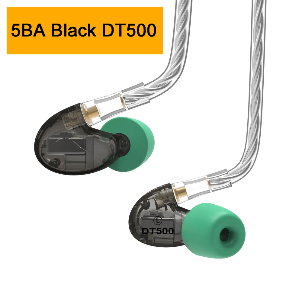 5BA Black DT500 NICEHCK DT600 6BA/DT500 5BA/DT300 3BA привод в ухо наушник 6/5/3 уравновешенного якоря Съемная MMCX спортивные hifi-наушники - Цвет: 5BA Black DT500