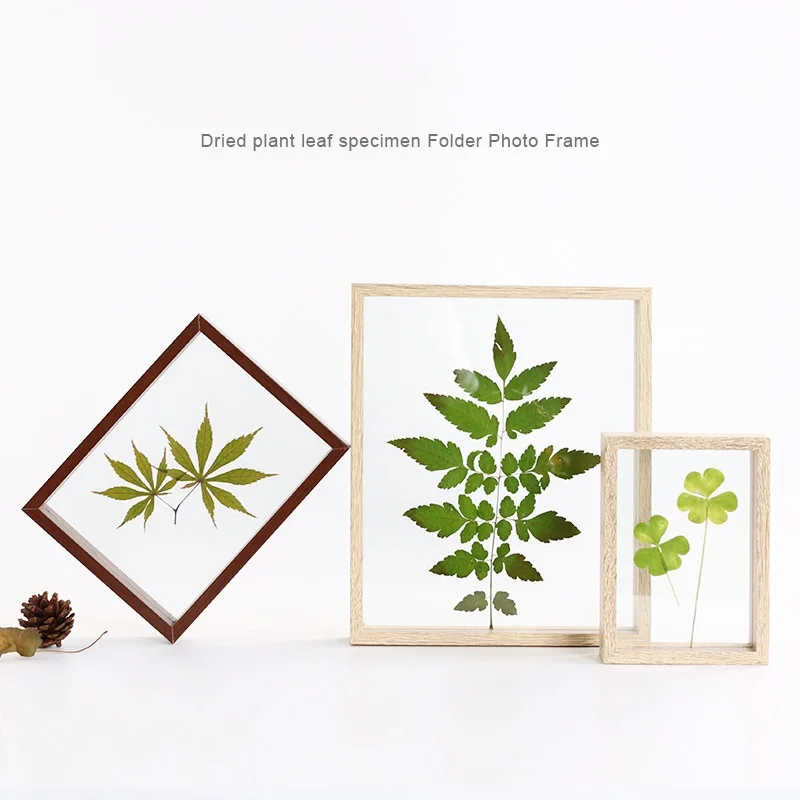 

DIY plant specimens solid wood photo frame wedding room desktop decorative picture frame ornaments double-sided resin photo fram