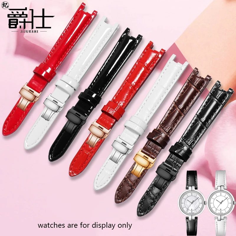 

Geunuine leather strap black red brown watchband with butterfly buckle for Tissot 1853 T094.210A women's Cow leather bracelet