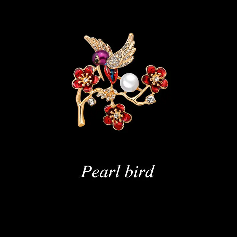 

Dear-you Creative Pearl Drop Oil Pearl Bird Brooch Ladies Fashion Suit Jacket Corsage Brooch Accessories