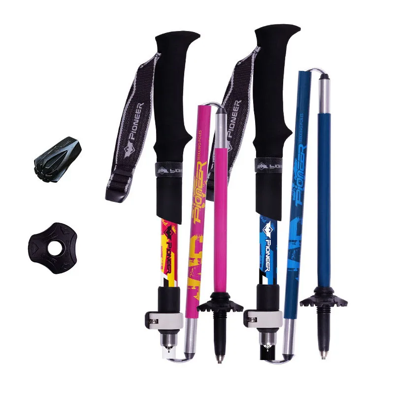 

Fold Walking Stick Carbon Fibers Light Carbon Aluminum 5 Section External lock Outdoor Mountain-climbing Hiking 135cm