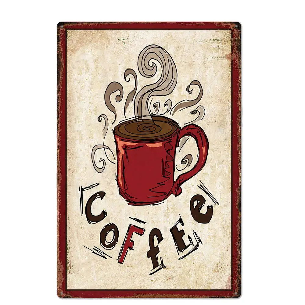 

Original Vintage Design Coffee Tin Metal Wall Art Signs, Print Poster Thick Tinplate Wall Decoration for Cafe/Man Cave/Coffee Co