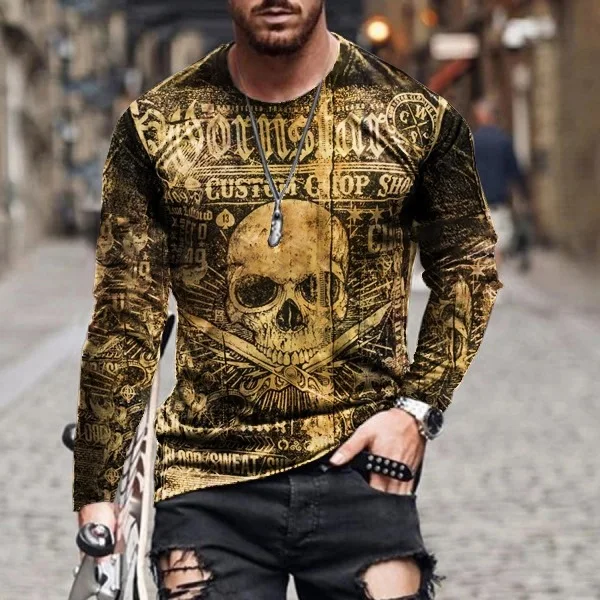 

Hot Sale in Europe and America Printed Long Sleeve Men's men clothing T-shirt