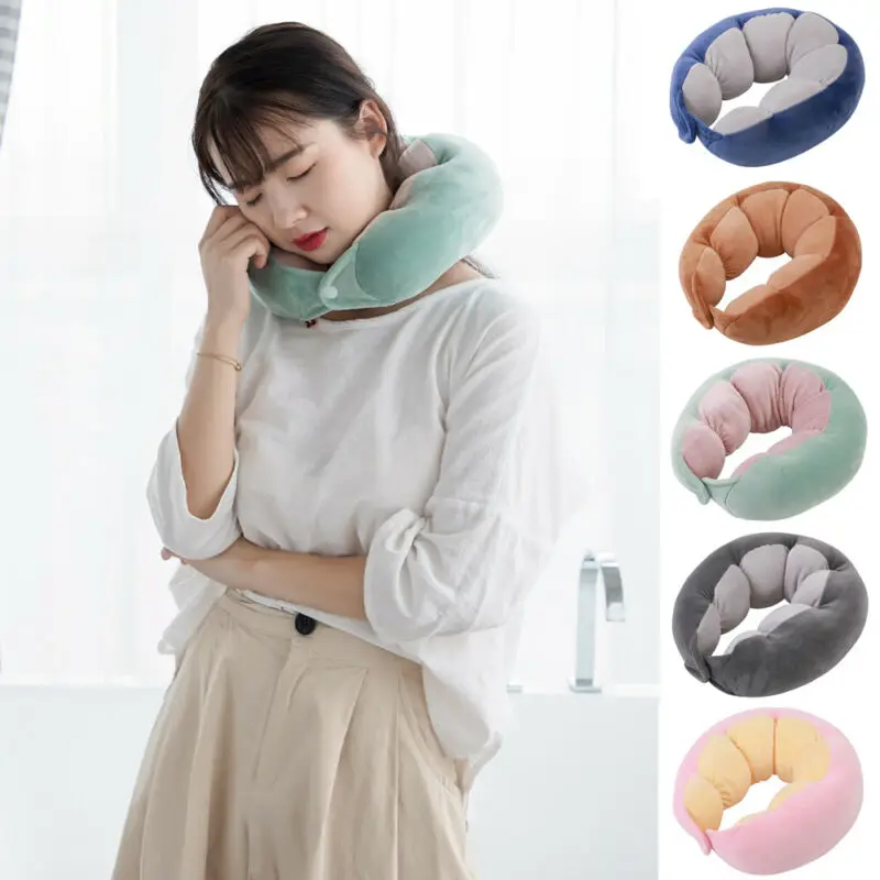 U образная дорожная подушка из пены с эффектом памяти для поддержки шеи спины и