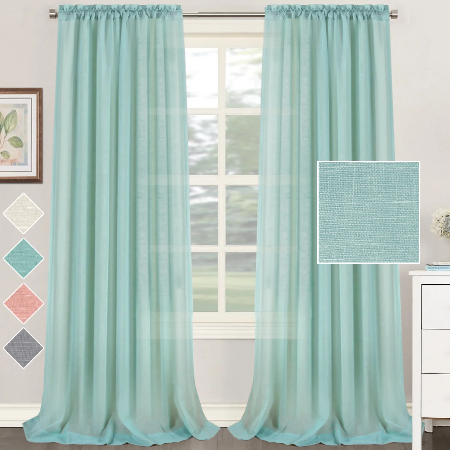 

Solid Color 2 panels Cotton Linen Semi-Blackout Curtains for Living Room Voile Curtain Finished Cortinas for Living Room Bedroom