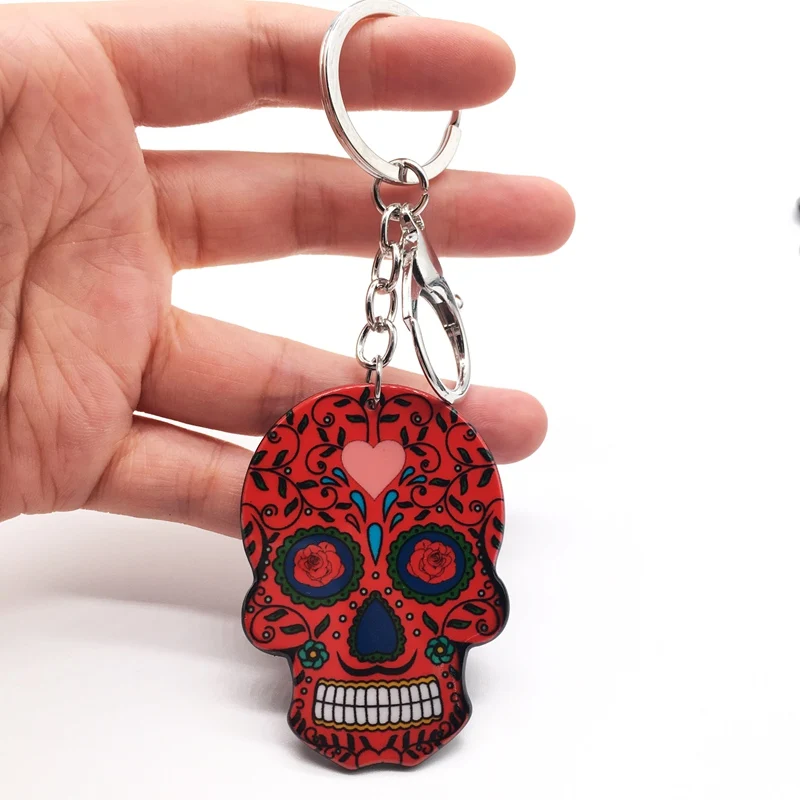 I Брелок с черепом Calavera мексиканский милый сладкий сахар череп большой Омар брелок для ключей Хэллоуин акриловые бусины в форме черепа брелок сумка Подвески - Цвет: I