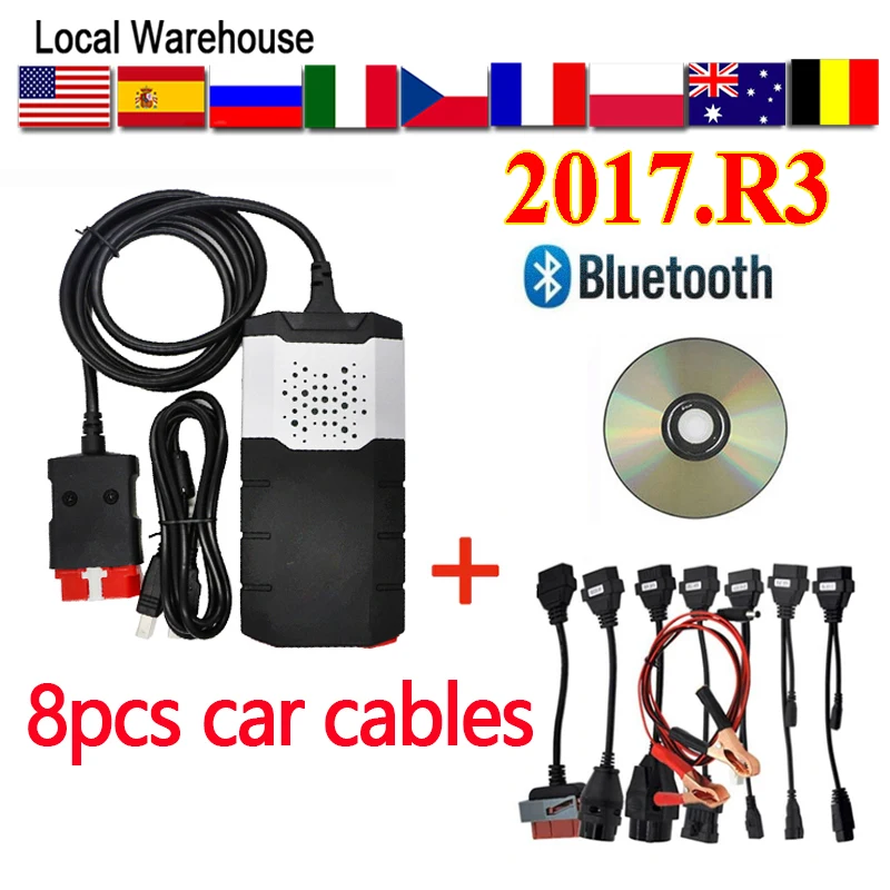 OBD 2017 R3 VCI vd ds150e Bluetooth 2017.R1 белобочка диагностический инструмент для ремонта obd2
