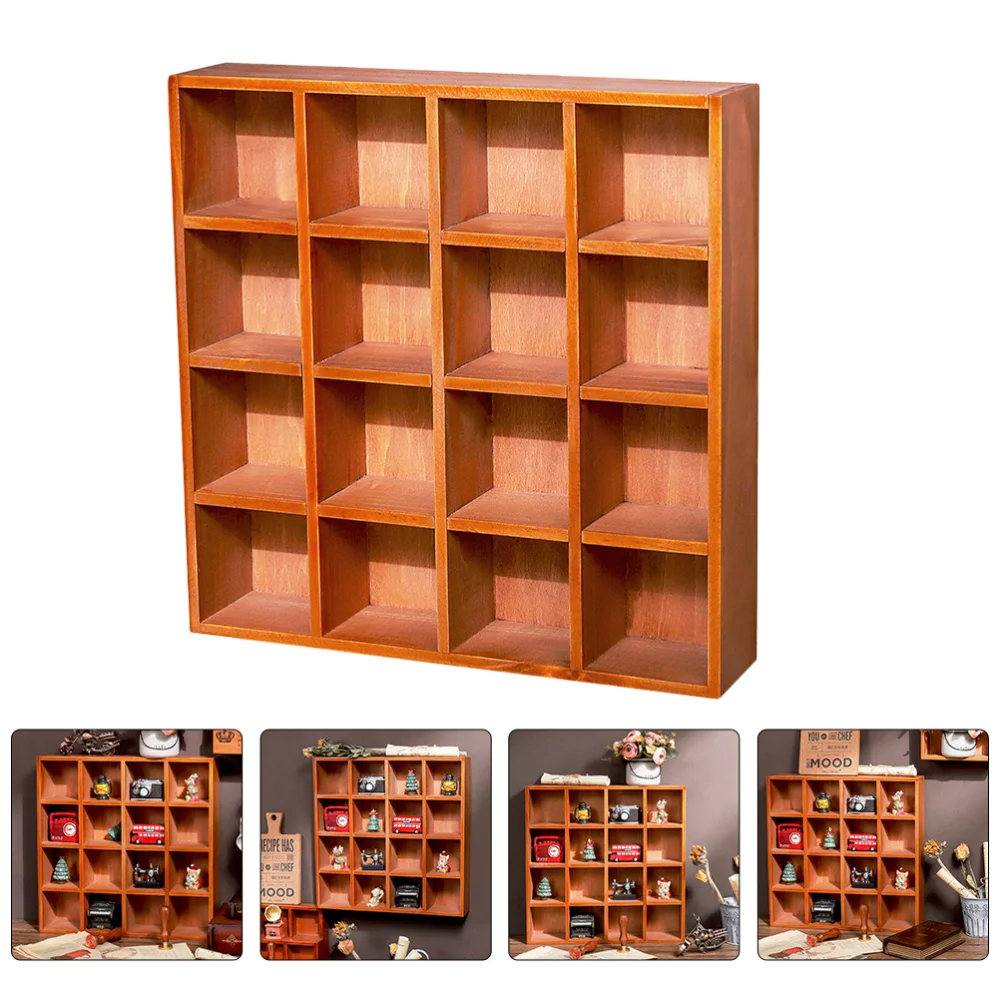 

16 Grids Hanging Wooden Wall Shelf Desktop Display Rack Home Decorations