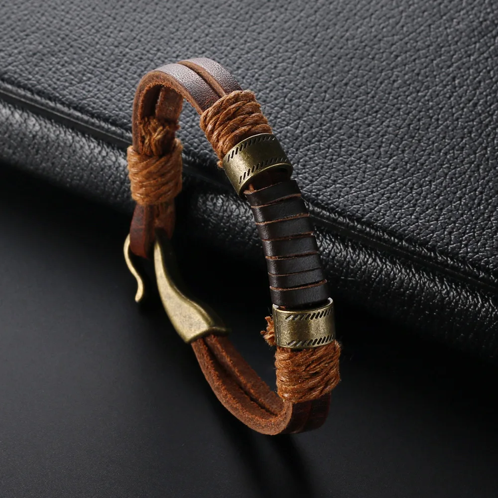 KR1104 Kirykle Fashion Design Brown Punk Handmade Wide Men Leather Bracelets Women Vintage Cuff Bangle Male Homme Jewelry Accessories - Окраска металла: KR1104