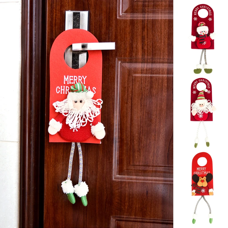 

3D Christmas Santa Claus Snowman Elk Door Handle Hanger Eye-Catching Party Pendant Home Decorations