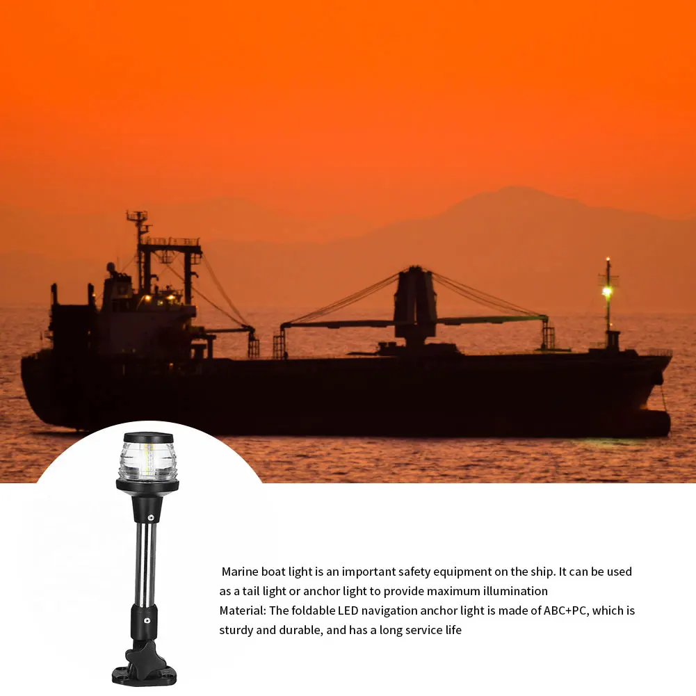 

Marine Boat Lights Led Anchor Light Foldable 360 Degree All Round LED Mount Navigation Light Stainless Steel Pole For Boats