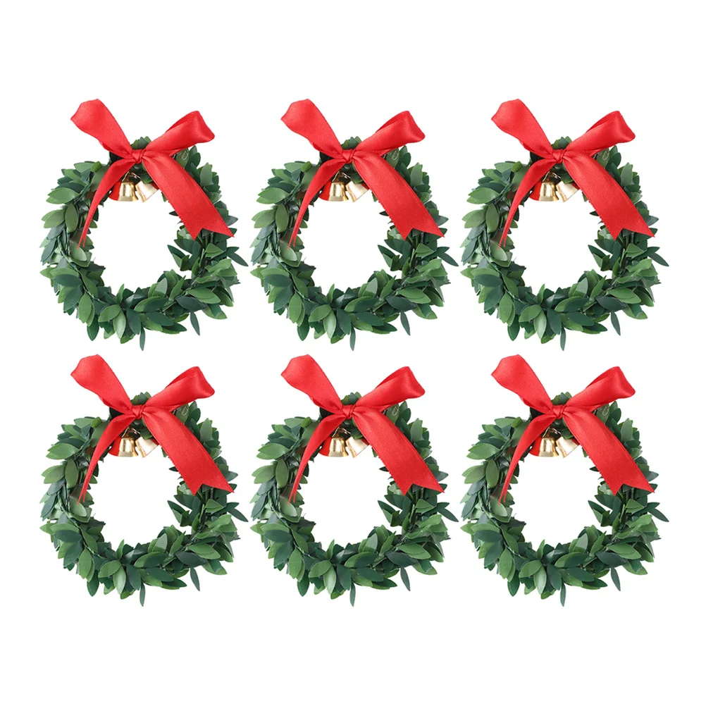 

6Pcs Mini Wreath Christmas Tree Decorative Hanging Wreath Christmas Garland
