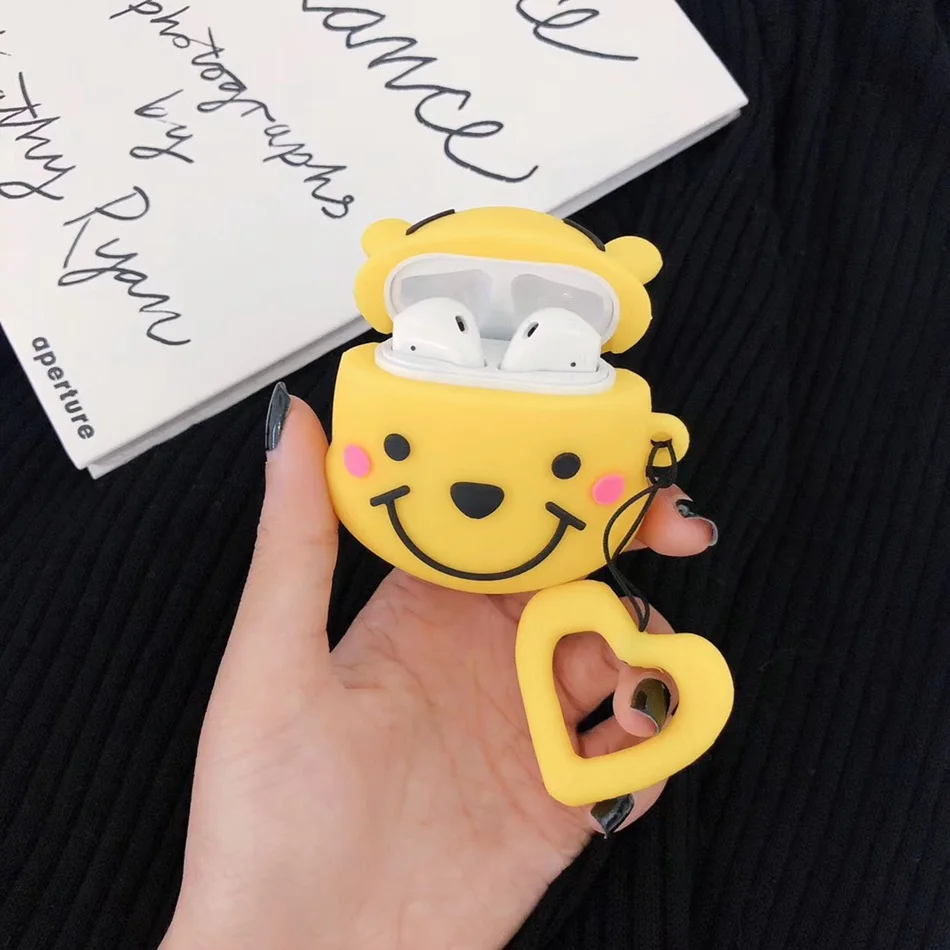 3D чехол для наушников для AirPods, силиконовый чехол, милый ins, медведь, собака, чехол для Apple Air pods 2, наушники/Earburd/Earpods, чехол, ремешок