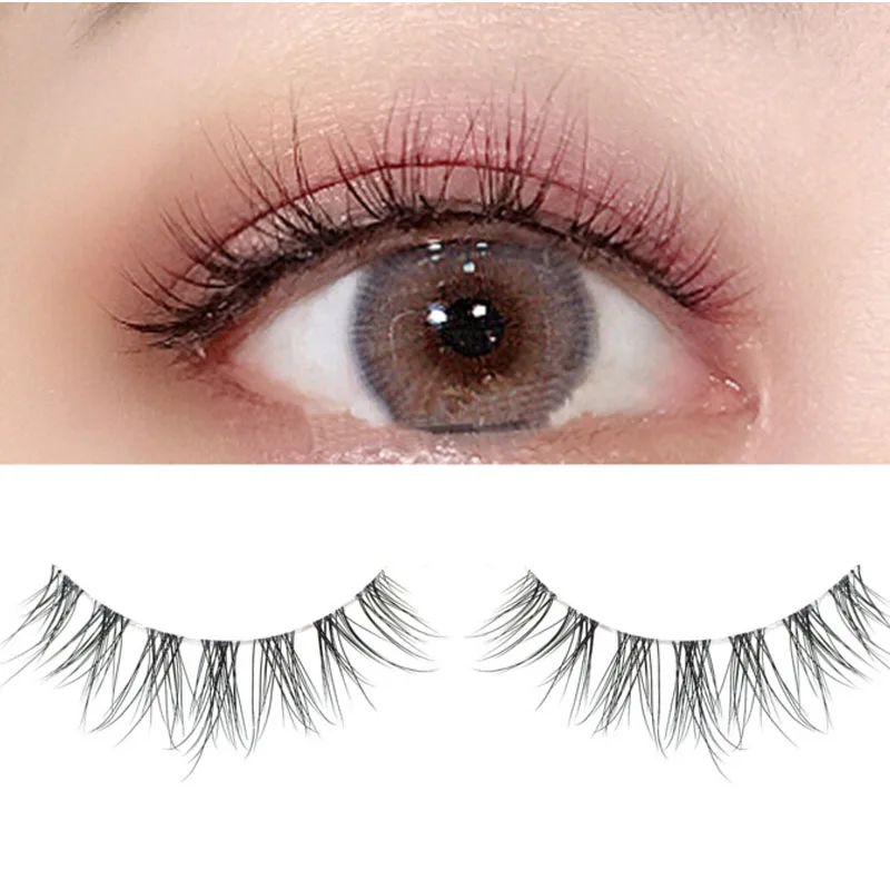 

NEW 3pair individual 3D mink lashes natural long invisible thin band fake eyelashes curl soft extension