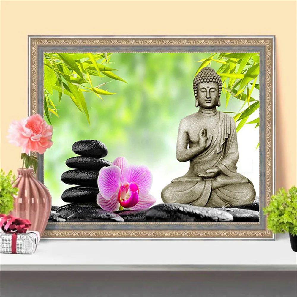 HUACAN 5D Diamond Painting Full Square Drill Buddha Embroidery Sale Cross Stitch Religion Home Decoration | Дом и сад