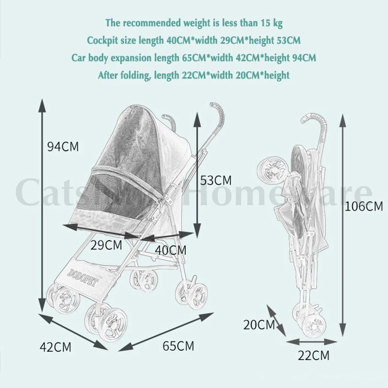 

Ultralight Weight Pet Stroller Teddy Small Dog Out Trolley One-Click Car Collection Compact Portable Pet Dog Car Seat Carrier