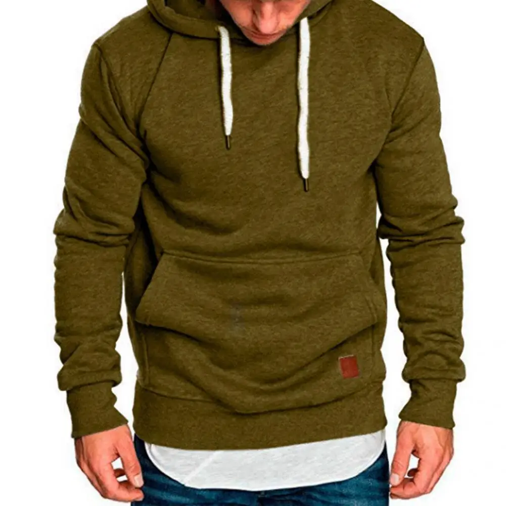 

Plush Great Sports Men Top Thermal Spring Hoodie Solid Color for School