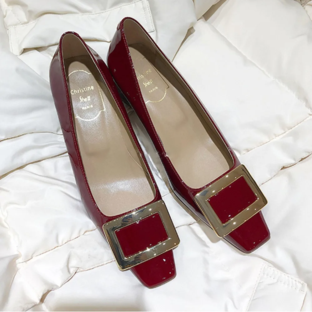 Туфли лодочки женские из натуральной кожи без застежки квадратный носок