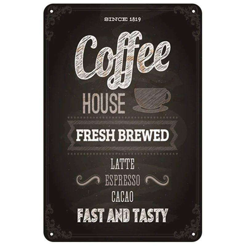 Металлическая вывеска для кофе винтажная жестяная Шикарный декор винтажные